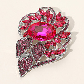 Glass Crystal Flower Stone Brooch / Pendant