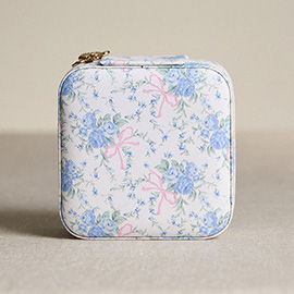 Flower Bow Pattern Portable Square Jewelry Box