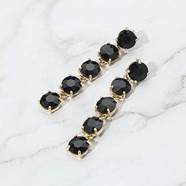 Round Stone Link Dangle Evening Earrings