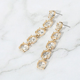 Round Stone Link Dangle Evening Earrings