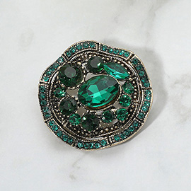 Vintage Inspired Gemstone Cluster Pin Brooch