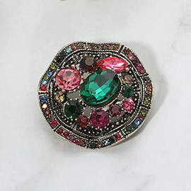 Vintage Inspired Gemstone Cluster Pin Brooch