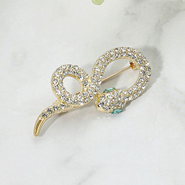 Stone Paved Snake Pin Brooch