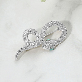 Stone Paved Snake Pin Brooch