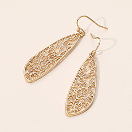 Metal Filigree Teardrop Dangle Earrings