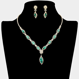 Marquise Stone Rhinestone Paved Necklace