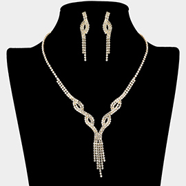 Rhinestone Paved Fringe Necklace