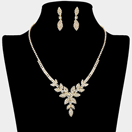 Rhinestone Paved Leaf Necklace