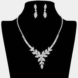 Rhinestone Paved Leaf Necklace