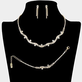 Round Stone Accent Rhinestone Paved Wavy Jewelry Set