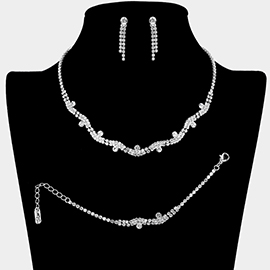 Round Stone Accent Rhinestone Paved Wavy Jewelry Set