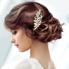 Teardrop Stone Pointe Rhinestone Paved Hair Comb