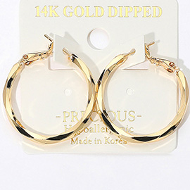 14K Gold Dipped Hypoallergenic Twisted Hoop Earrings
