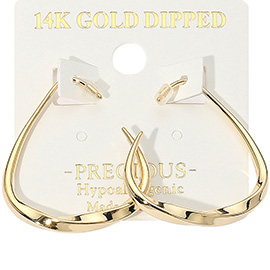14K Gold Dipped Hypoallergenic Hammered Triangle Hoop Earrings