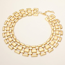 Chunky Geometric Metal Link Collar Necklace