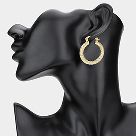 Twisted Metal Hoop Pin Catch Earrings