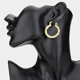 Textured Metal Hoop Pin Catch Earrings