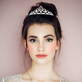 Round Crystal Accent Rhinestone Paved Princess Tiara