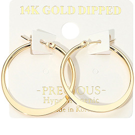 14K Gold Dipped Hypoallergenic Hoop Pin Catch Earrings