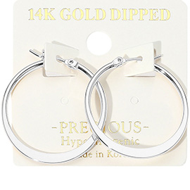 14K Gold Dipped Hypoallergenic Hoop Pin Catch Earrings