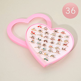 36PCS - Stone Embellished Bow Butterfly Pearl Star Rings
