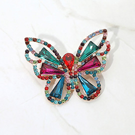 Stone Cluster Butterfly Pin Brooch