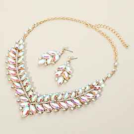 Marquise Stone Cluster Embellished Evening Necklace