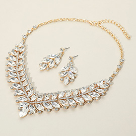 Marquise Stone Cluster Embellished Evening Necklace
