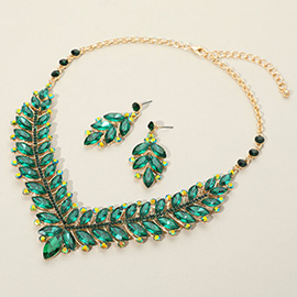 Marquise Stone Cluster Embellished Evening Necklace