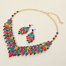 Marquise Stone Cluster Embellished Evening Necklace