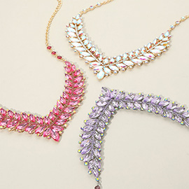 Marquise Stone Cluster Embellished Evening Necklace