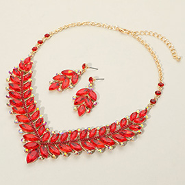 Marquise Stone Cluster Embellished Evening Necklace