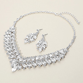 Marquise Stone Cluster Embellished Evening Necklace