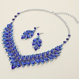 Marquise Stone Cluster Embellished Evening Necklace