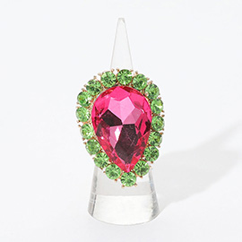 Crystal Rhinestone Teardrop Stretch Cocktail Ring