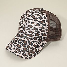 Leopard Patterned Mesh Back Baseball Cap