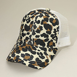 Leopard Patterned Mesh Back Baseball Cap