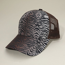 Zebra Patterned Mesh Back Baseball Cap