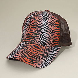 Zebra Patterned Mesh Back Baseball Cap