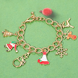 Christmas Tree Santa Claus Rudolph Snowflake Charm Bracelet