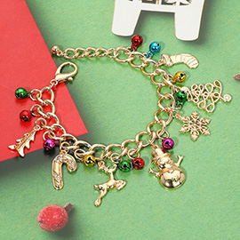 Christmas Bell Tree Candy Cane Rudolph Snowflake Charm Bracelet