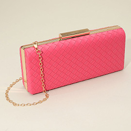 Faux Leather Basket Weave Clutch Evening Bag / Crossbody Bag