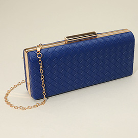 Faux Leather Basket Weave Clutch Evening Bag / Crossbody Bag