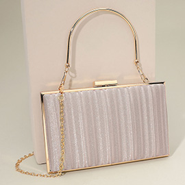 Textured Sparkle Fabric Top Handle Clutch Bag / Evening Bag
