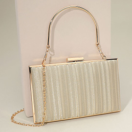 Textured Sparkle Fabric Top Handle Clutch Bag / Evening Bag