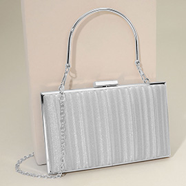 Textured Sparkle Fabric Top Handle Clutch Bag / Evening Bag