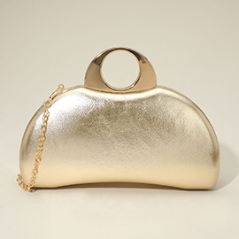 Half Moon Metallic Clutch Evening Bag / Crossbody Bag