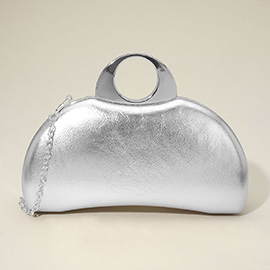 Half Moon Metallic Clutch Evening Bag / Crossbody Bag