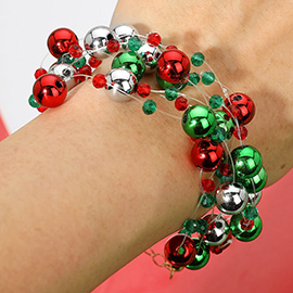Christmas Bauble Cluster Beaded Bracelet