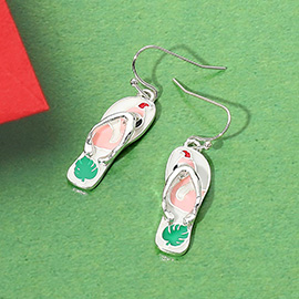 Enamel Tropical Flip Flop Dangle Earrings